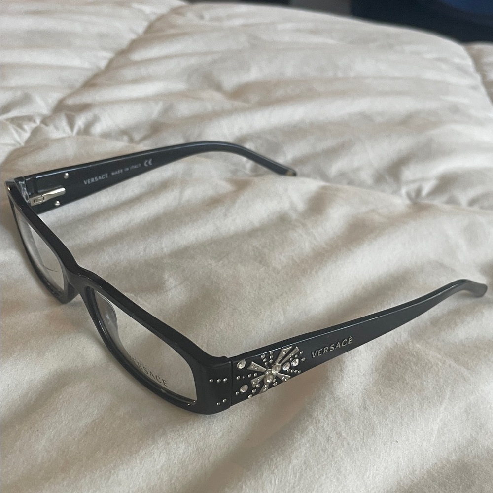 Versace Women's Glasses with Black and Silver Accents